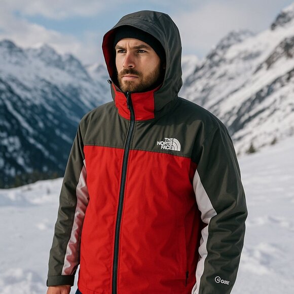 North Face Jacket Summit Series Gore-Tex XL Red Gray Waterproof Outdoor Hiking - Picture 1 of 11